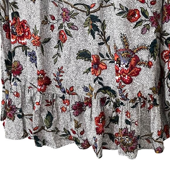 Anthropologie Maeve Janie Blouse Size 2 Peplum Flounced Tie Peasant Floral Boho - Picture 9 of 13